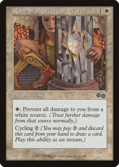 Rune of Protection: White USG-41 Urza's Saga Magic card