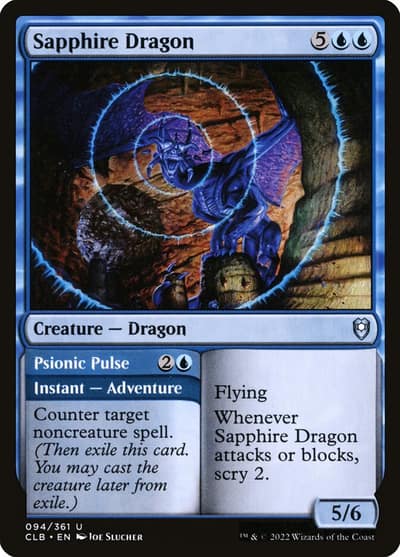 Sapphire Dragon // Psionic Pulse 94 Commander Legends: Battle for Baldur's Gate Magic card