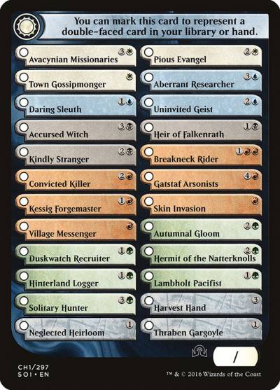 Shadows Over Innistrad Checklist 1 TSOI-CH1 Shadows over Innistrad Tokens Magic card