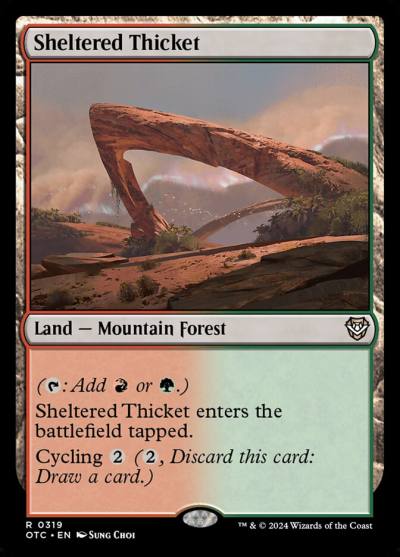 Sheltered Thicket OTC-319 Outlaws of Thunder Junction Commander Magic card