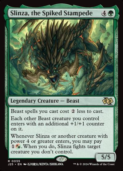 Slinza, the Spiked Stampede J25-55 Foundations Jumpstart Magic card