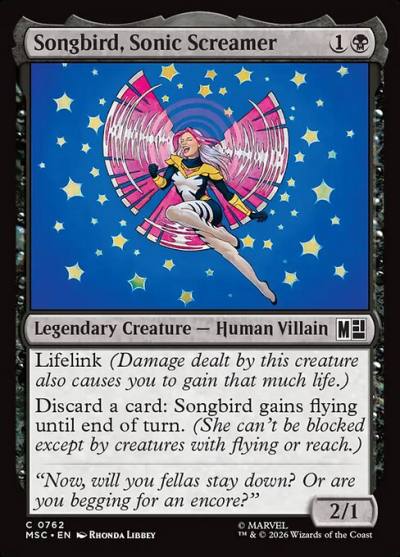 Songbird, Sonic Screamer MSC-762 Marvel Super Heroes Commander Magic card