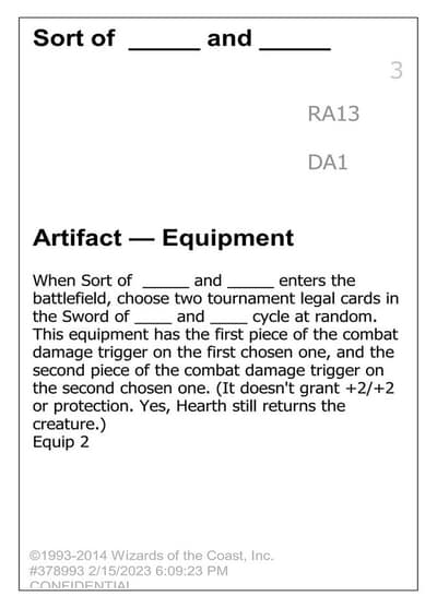 Sort of _____ and _____ UNK-RA13 Unknown Event Magic card