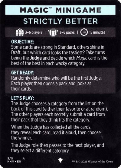 Strictly Better // Strictly Better (cont'd) MKHM-5 Kaldheim Minigames Magic card