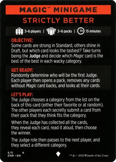Strictly Better // Strictly Better (cont'd) MZNR-5 Zendikar Rising Minigames Magic card