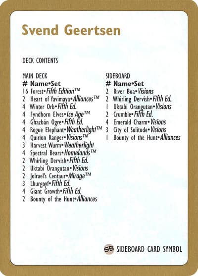 Svend Geertsen Decklist WC97-SG0B World Championship Decks 1997 Magic card