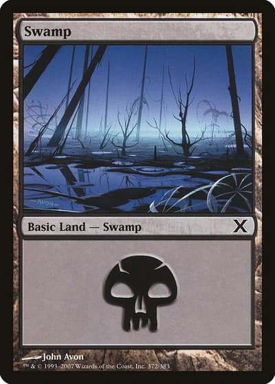 Swamp 10E-372 Tenth Edition Magic card