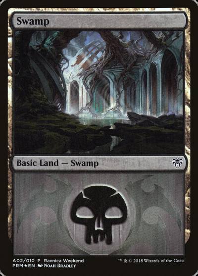 Swamp PRWK-A02 GRN Ravnica Weekend Magic card