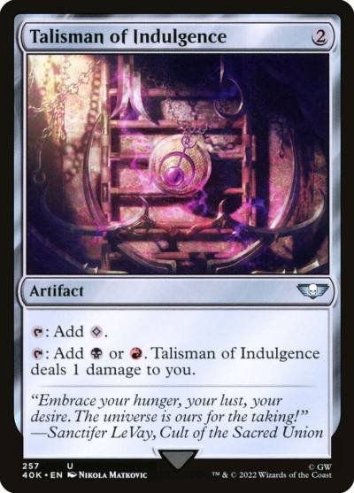 Talisman of Indulgence 40K-257 Warhammer 40,000 Commander Magic card