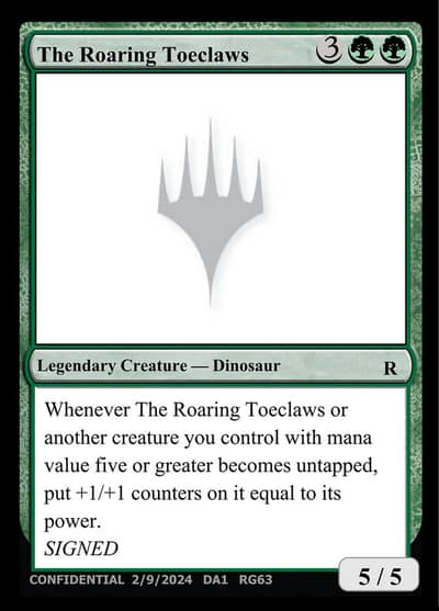 The Roaring Toeclaws RG63 Unknown Event Magic card