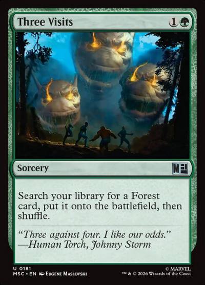 Three Visits MSC-181 Marvel Super Heroes Commander Magic card