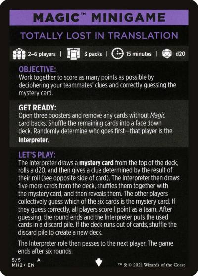 Totally Lost in Translation // Totally Lost in Translation (cont'd) MMH2-5 Modern Horizons 2 Minigames Magic card