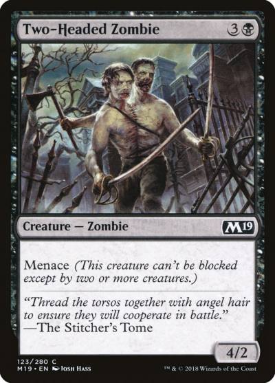 Two-Headed Zombie 123 Core Set 2019 Magic card