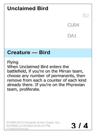 Unclaimed Bird CU04 Unknown Event Magic card