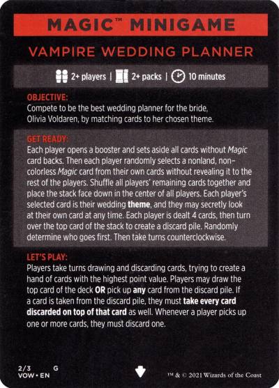 Vampire Wedding Planner // Vampire Wedding Planner (cont'd) MVOW-2 Innistrad: Crimson Vow Minigames Magic card