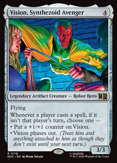 Vision, Synthezoid Avenger MSC-119 Marvel Super Heroes Commander Magic card