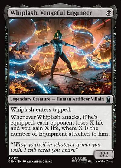 Whiplash, Vengeful Engineer 121 Marvel Super Heroes Magic card