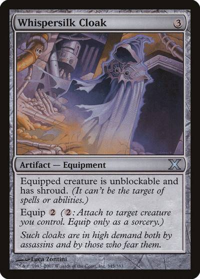 Whispersilk Cloak 10E-345 Tenth Edition Magic card