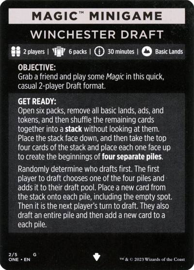 Winchester Draft // Winchester Draft (cont'd) MONE-2 Phyrexia: All Will Be One Minigames Magic card